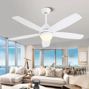 Misty Valley 52in. White Quiet DC Motor Ceiling Fan and Light,  Modern 6-Speed Remote Control Ceiling Fan