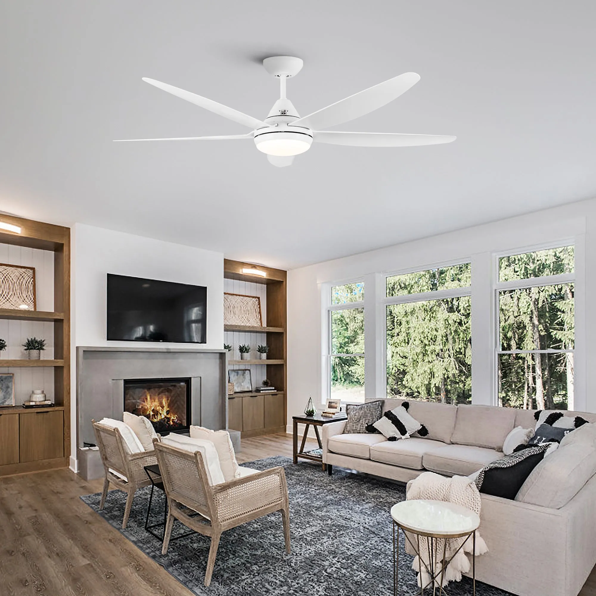 Misty Valley 56in. Integrated Modern White LED Ceiling Fan with Light and Remote Control