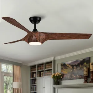Misty Valley 56in. Modern Integrated LED Reversible Ceiling Fan with Brown Wood Grain ABS Blade
