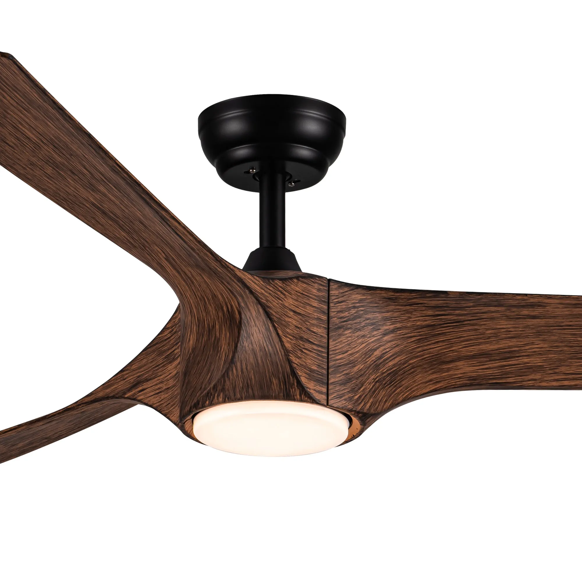 Misty Valley 56in. Modern Integrated LED Reversible Ceiling Fan with Brown Wood Grain ABS Blade