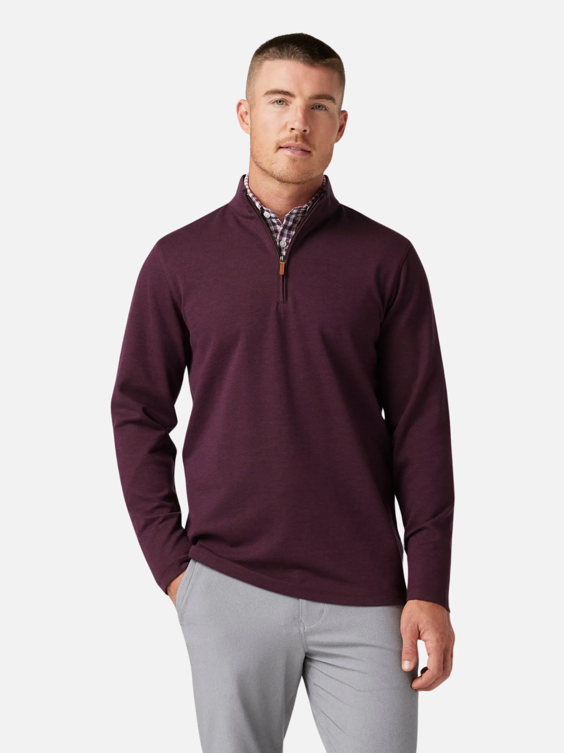 Mizzen   Main KPI Quarter Zip - Wine Heather