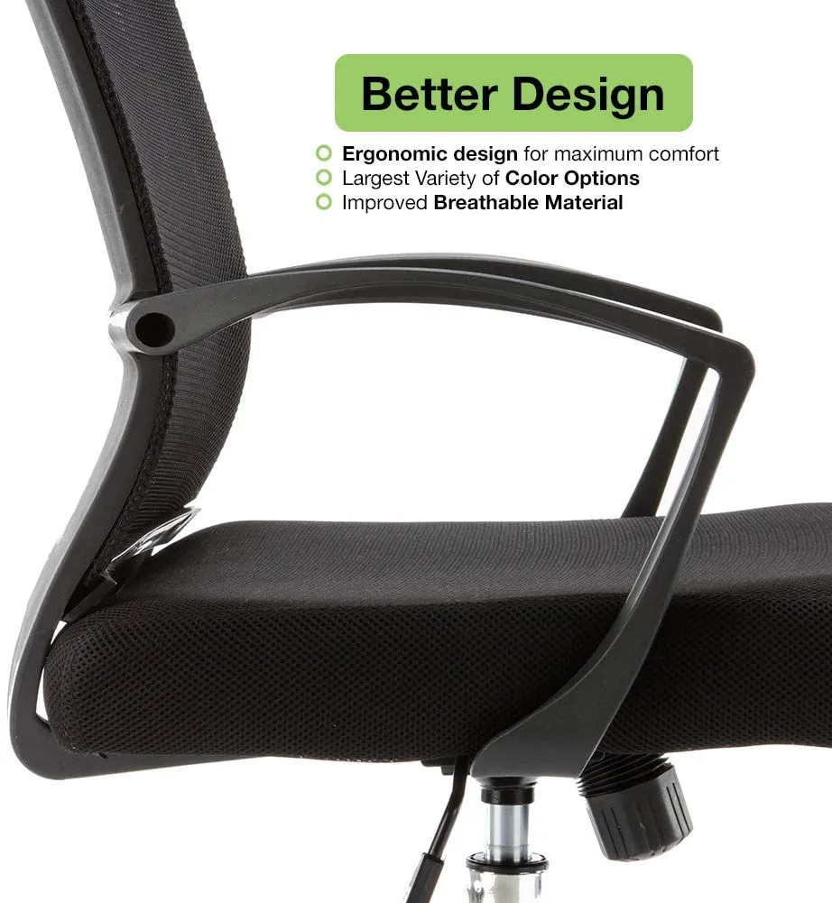 Modern Home BKPINK Zuna Mid-Back Office Chair, Black/Pink w/lumbar support! A gas lift lever and butterfly mechanism let you tilt, swivel, and adjust the height of this seat! Retails $391 W/Tax!