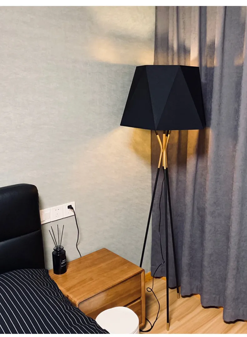 Modern Tripod Floor Lamp Black for Bedroom