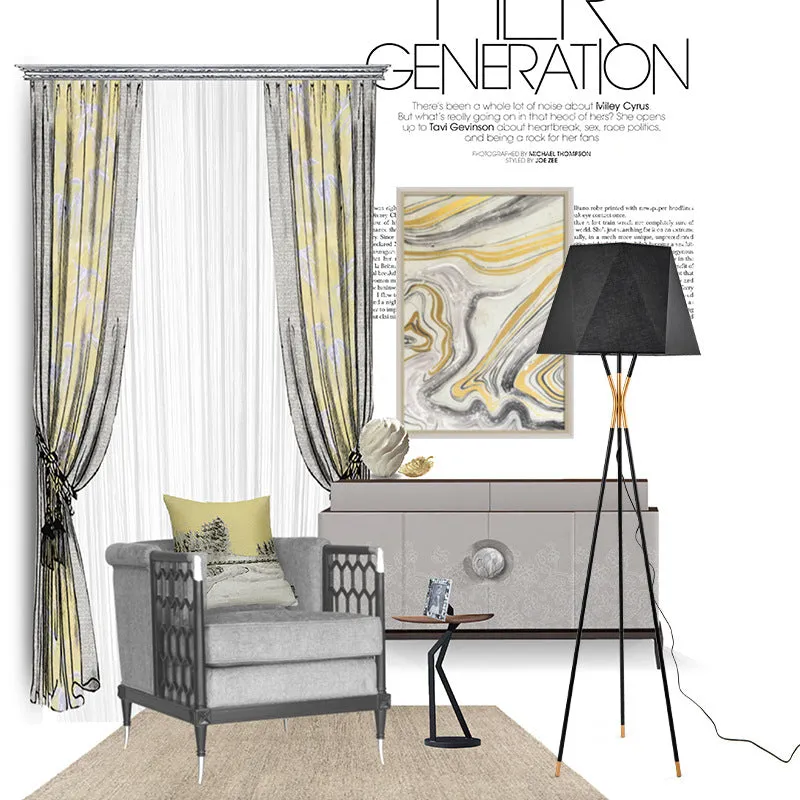 Modern Tripod Floor Lamp Black for Bedroom