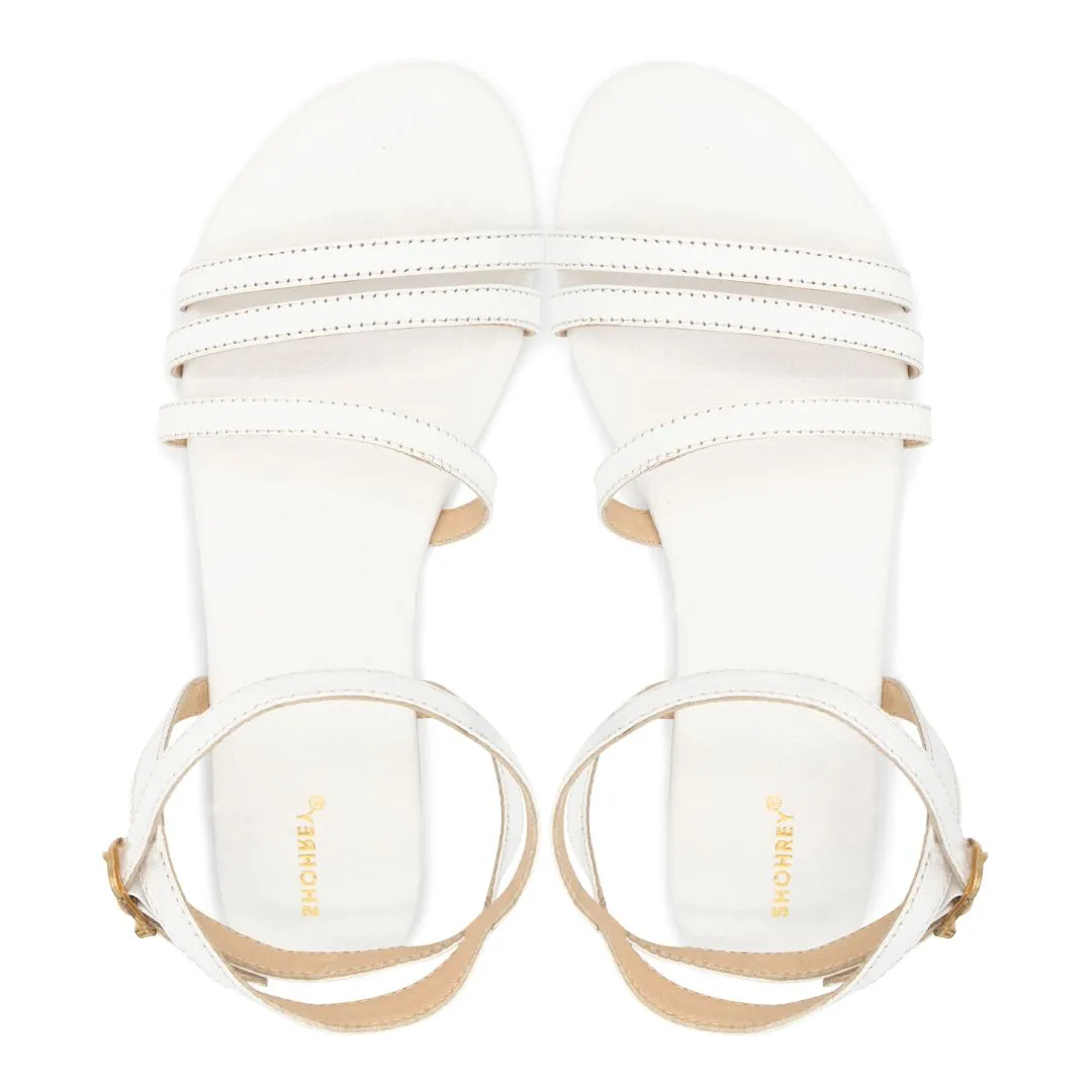 Monza - White - Leather Ankle Strap Sandal