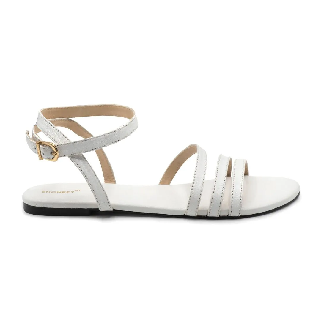 Monza - White - Leather Ankle Strap Sandal