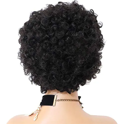 Natural Black Brazilian Virgin Hair Pixie Cut Machine Made Wig