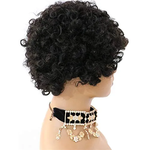 Natural Black Brazilian Virgin Hair Pixie Cut Machine Made Wig