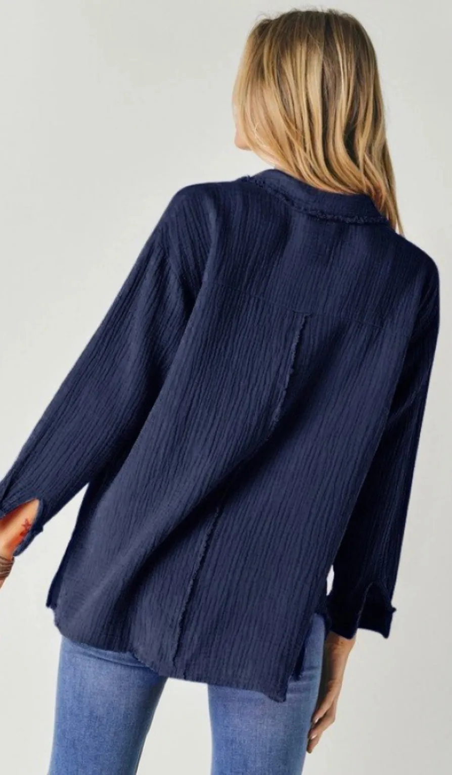 Navy Beach Button Down