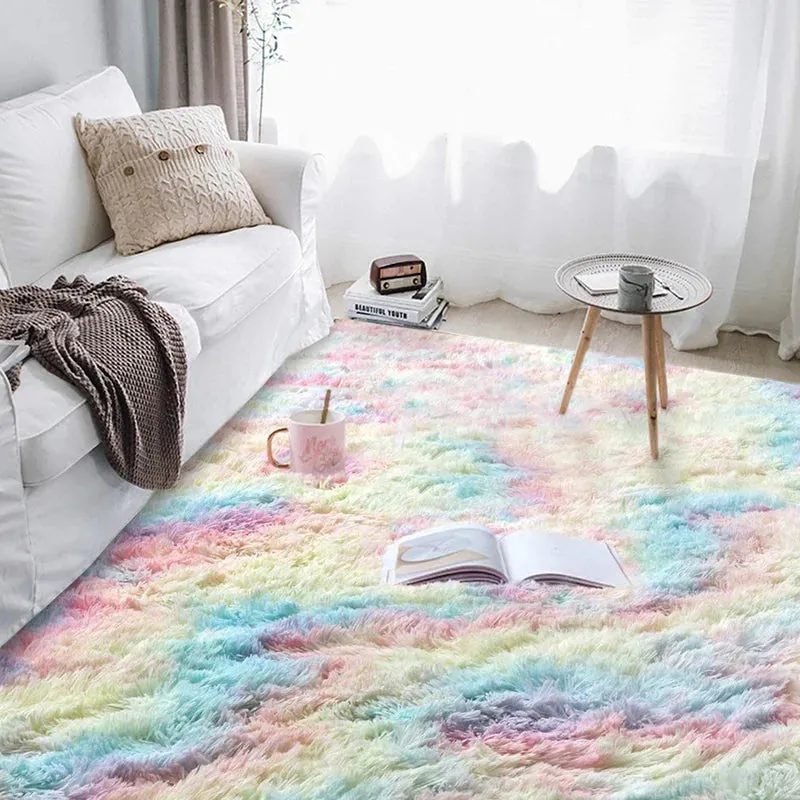 New 5Ft 2 Inch X 7Ft 9 Inch Rainbow Area Rug Super Soft Indoor Modern Shag Fluffy Great for for Children Bedroom, Nursery, Playroom etc