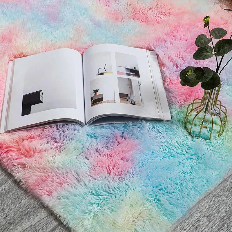 New 5Ft 2 Inch X 7Ft 9 Inch Rainbow Area Rug Super Soft Indoor Modern Shag Fluffy Great for for Children Bedroom, Nursery, Playroom etc