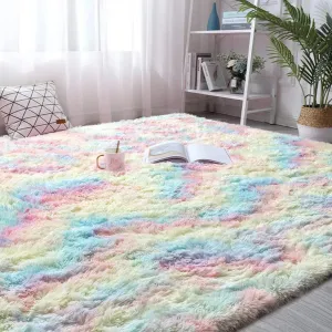 New 5Ft 2 Inch X 7Ft 9 Inch Rainbow Area Rug Super Soft Indoor Modern Shag Fluffy Great for for Children Bedroom, Nursery, Playroom etc
