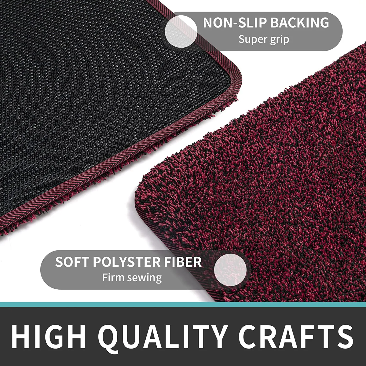 New DEXI Doormat Entry Door Mat Indoor Rug Non Slip Soft Mats for Entrance Low Profile for Front Mats Inside Entryway 23.5"x35.5",Black Mixed Red