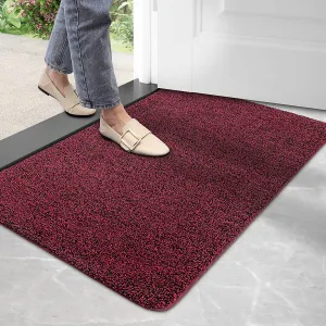 New DEXI Doormat Entry Door Mat Indoor Rug Non Slip Soft Mats for Entrance Low Profile for Front Mats Inside Entryway 23.5"x35.5",Black Mixed Red