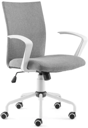 New in box! DJ·Wang Grey Modern Desk Comfort White Swivel Fabric Home Office Task Chair with Arms and Adjustable Height! Grey!