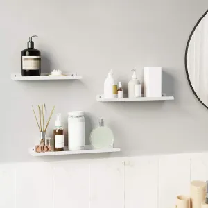 New SONGMICS Set of 3 Wall Shelves, Metal Floating Shelves, Wall-Mounted Shelving, White