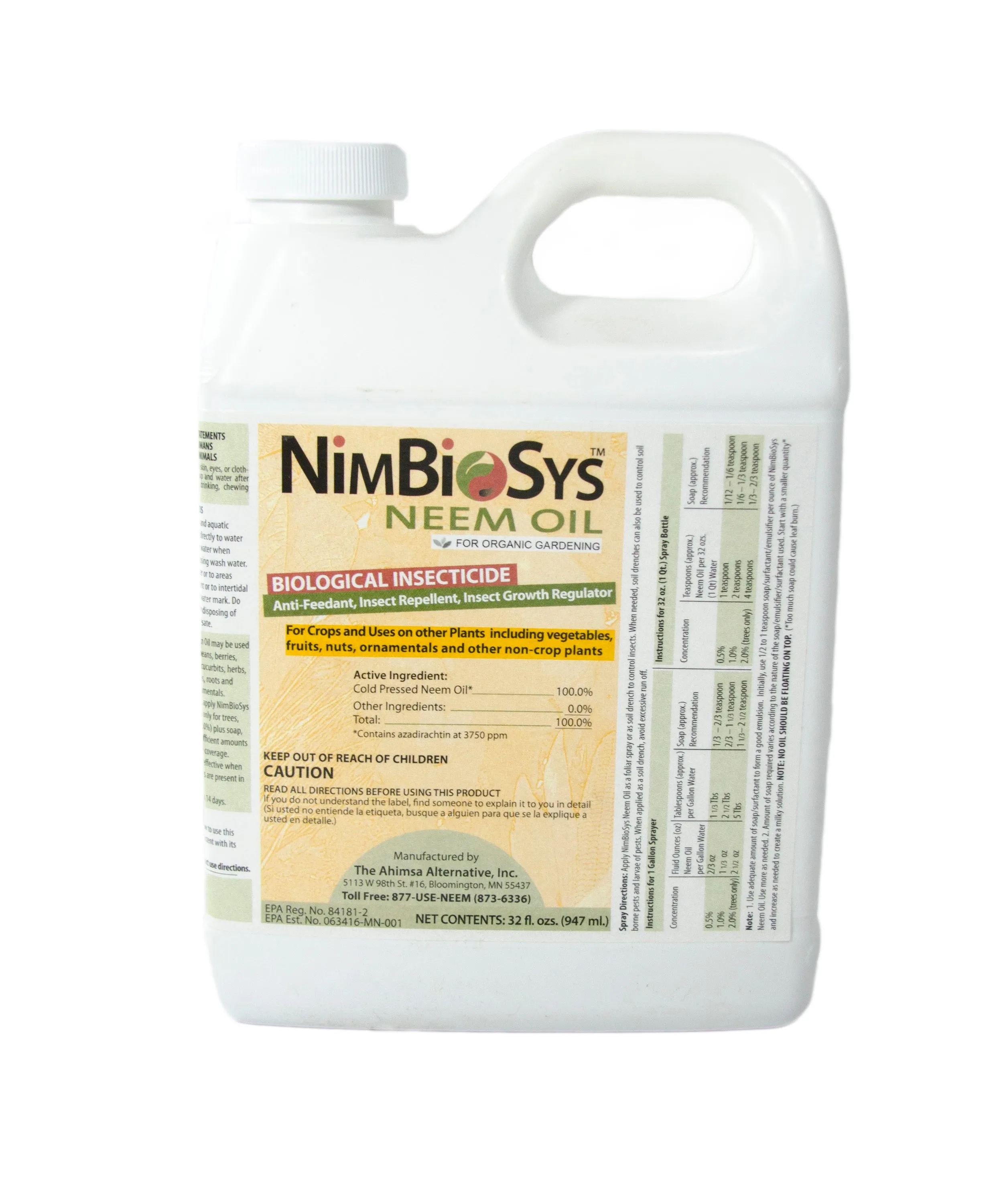 NimBioSys 100% Cold-Pressed Neem Oil Insecticide