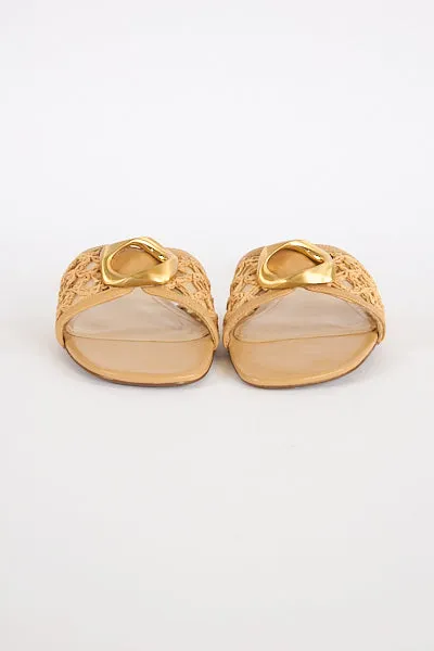 Olga Embroidered Flat in Caramel