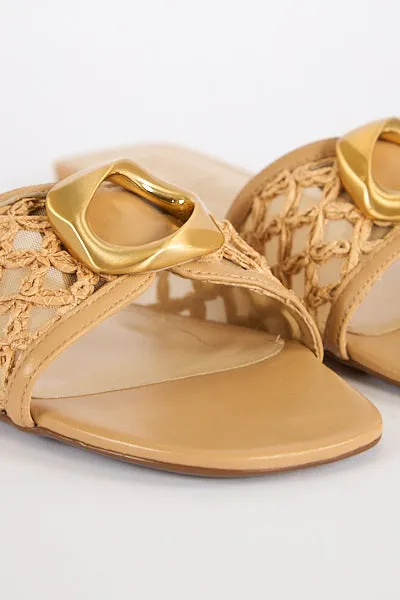 Olga Embroidered Flat in Caramel