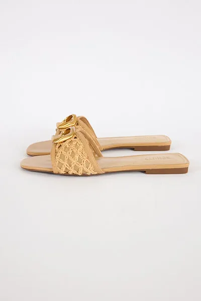 Olga Embroidered Flat in Caramel