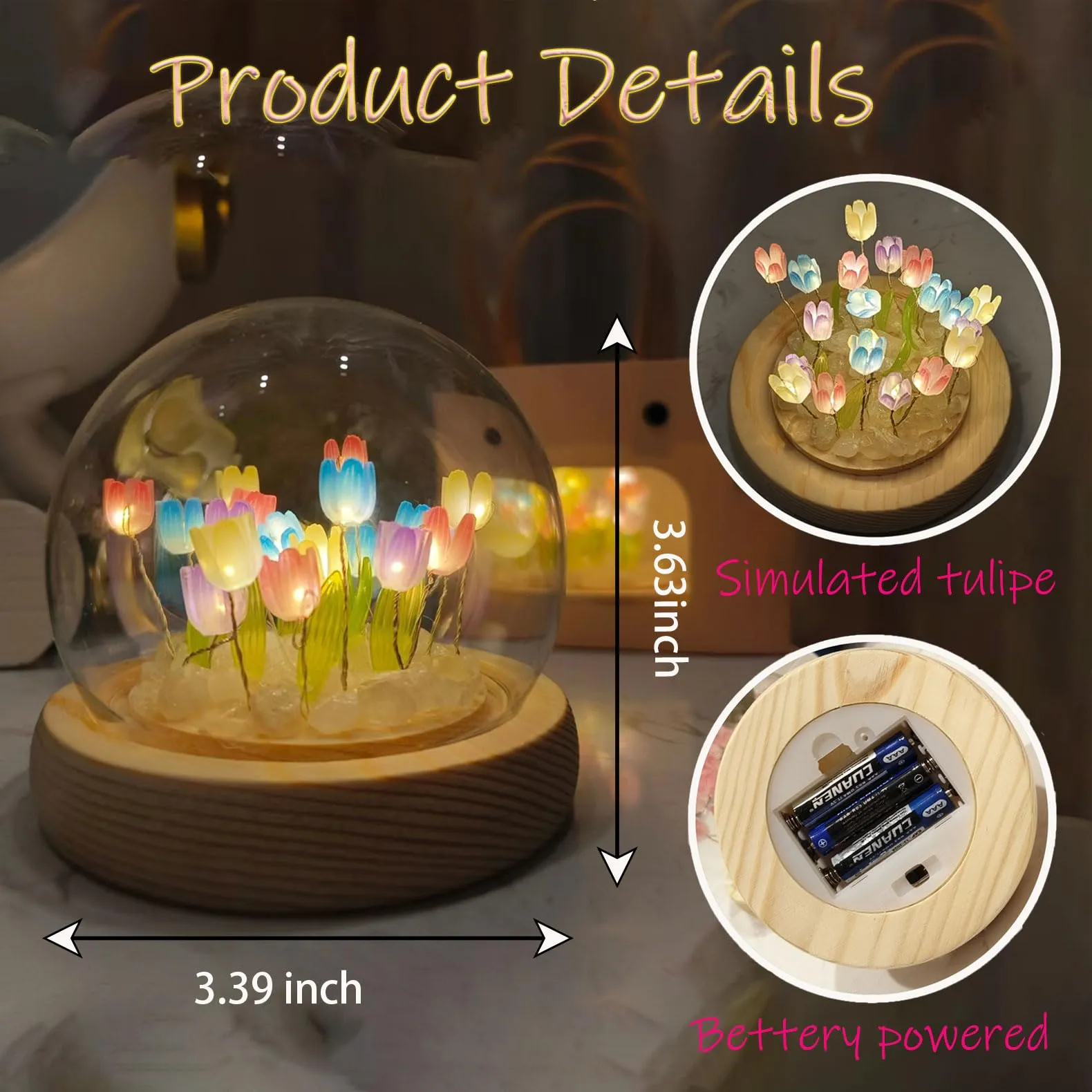 One94Store 3D Galaxy Crystal Ball Night Lamp - Engraved USB Table LED Wooden Light for Home Office Decoration and Birthday Gift (Galaxy)(Warm White)