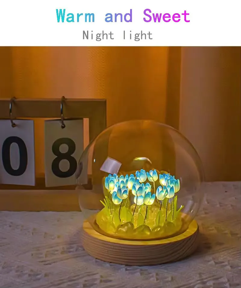 One94Store 3D Galaxy Crystal Ball Night Lamp - Engraved USB Table LED Wooden Light for Home Office Decoration and Birthday Gift (Galaxy)(Warm White)