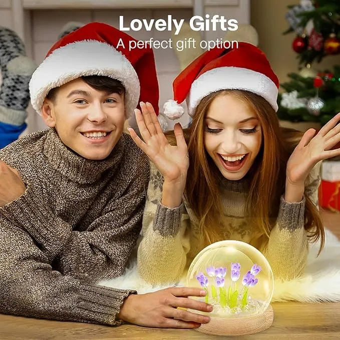 One94Store 3D Galaxy Crystal Ball Night Lamp - Engraved USB Table LED Wooden Light for Home Office Decoration and Birthday Gift (Galaxy)(Warm White)