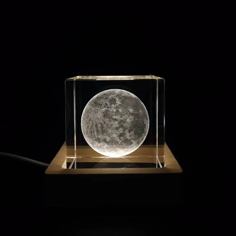 One94Store 3D Galaxy Crystal Ball Night Lamp - Engraved USB Table LED Wooden Light for Home Office Decoration and Birthday Gift (Galaxy)(Warm White)