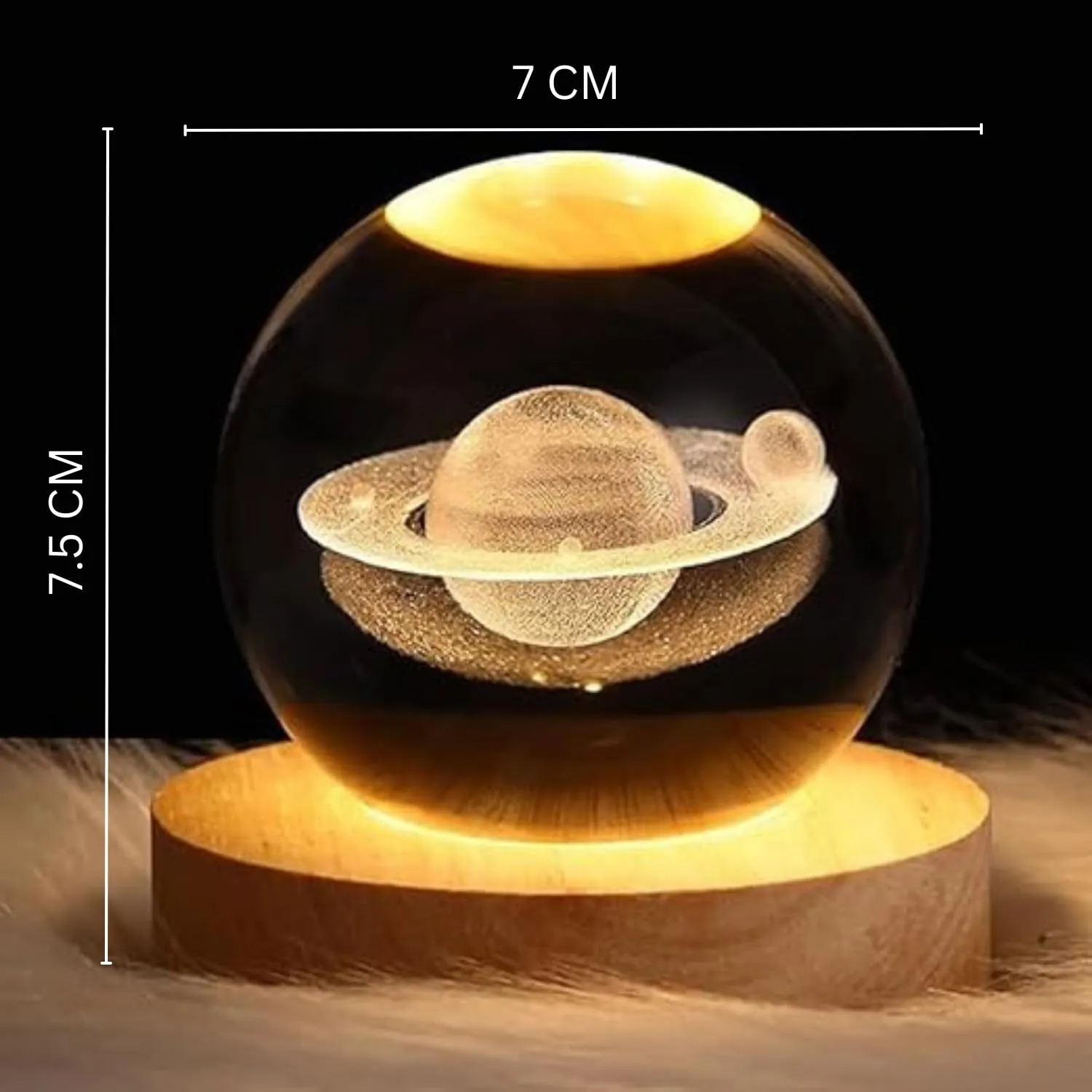 One94Store 3D Galaxy Crystal Ball Night Lamp - Engraved USB Table LED Wooden Light for Home Office Decoration and Birthday Gift (Galaxy)(Warm White)