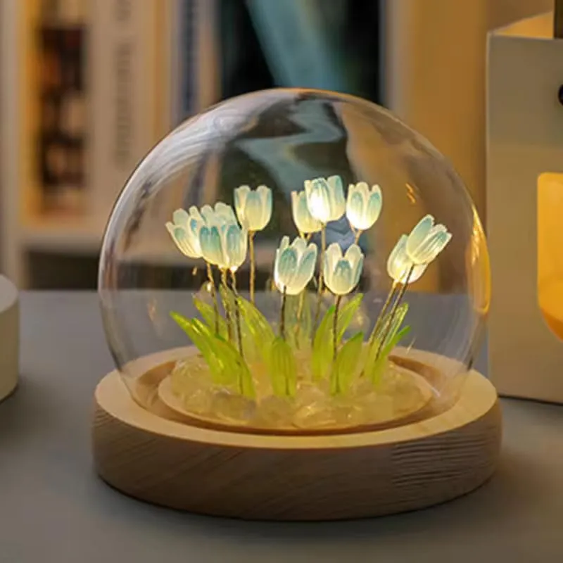 One94Store 3D Galaxy Crystal Ball Night Lamp - Engraved USB Table LED Wooden Light for Home Office Decoration and Birthday Gift (Galaxy)(Warm White)