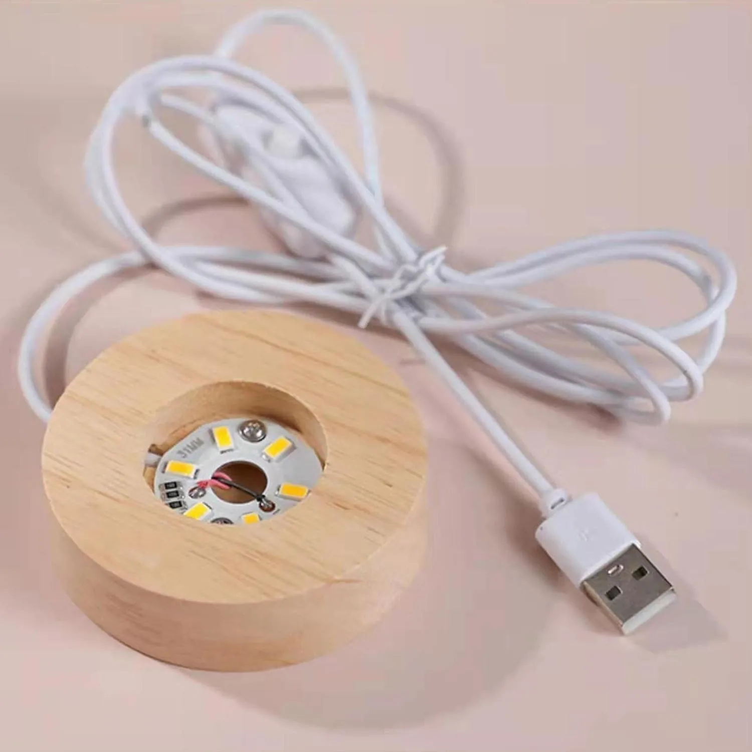 One94Store 3D Galaxy Crystal Ball Night Lamp - Engraved USB Table LED Wooden Light for Home Office Decoration and Birthday Gift (Galaxy)(Warm White)