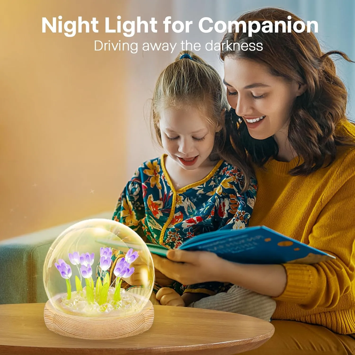 One94Store 3D Galaxy Crystal Ball Night Lamp - Engraved USB Table LED Wooden Light for Home Office Decoration and Birthday Gift (Galaxy)(Warm White)