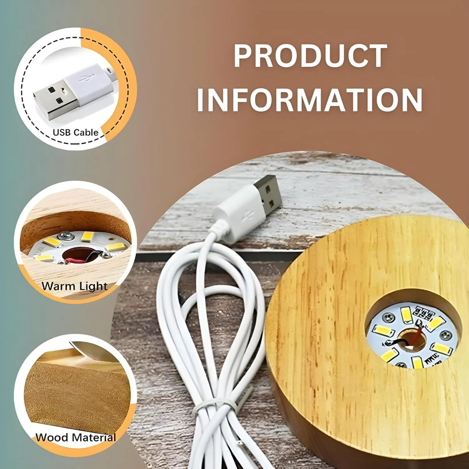 One94Store 3D Galaxy Crystal Ball Night Lamp - Engraved USB Table LED Wooden Light for Home Office Decoration and Birthday Gift (Galaxy)(Warm White)