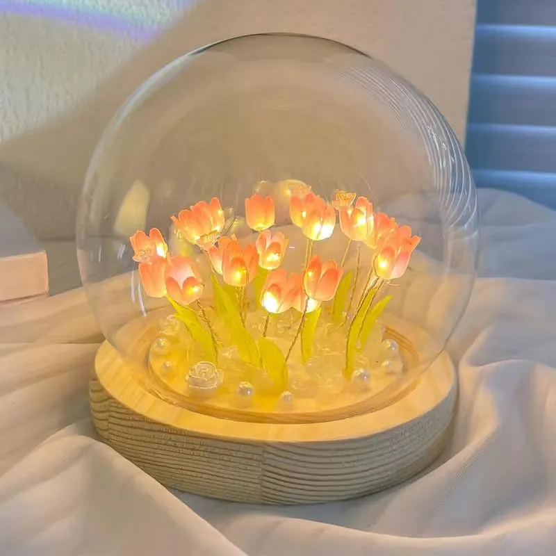 One94Store 3D Galaxy Crystal Ball Night Lamp - Engraved USB Table LED Wooden Light for Home Office Decoration and Birthday Gift (Galaxy)(Warm White)