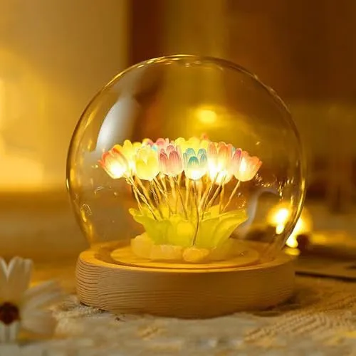 One94Store 3D Galaxy Crystal Ball Night Lamp - Engraved USB Table LED Wooden Light for Home Office Decoration and Birthday Gift (Galaxy)(Warm White)