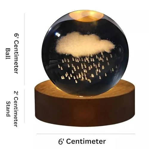 One94Store 3D Galaxy Crystal Ball Night Lamp - Engraved USB Table LED Wooden Light for Home Office Decoration and Birthday Gift (Galaxy)(Warm White)