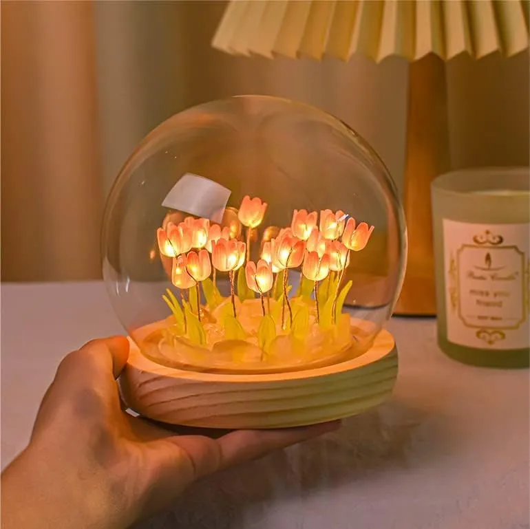 One94Store 3D Galaxy Crystal Ball Night Lamp - Engraved USB Table LED Wooden Light for Home Office Decoration and Birthday Gift (Galaxy)(Warm White)