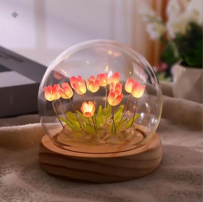 One94Store 3D Galaxy Crystal Ball Night Lamp - Engraved USB Table LED Wooden Light for Home Office Decoration and Birthday Gift (Galaxy)(Warm White)