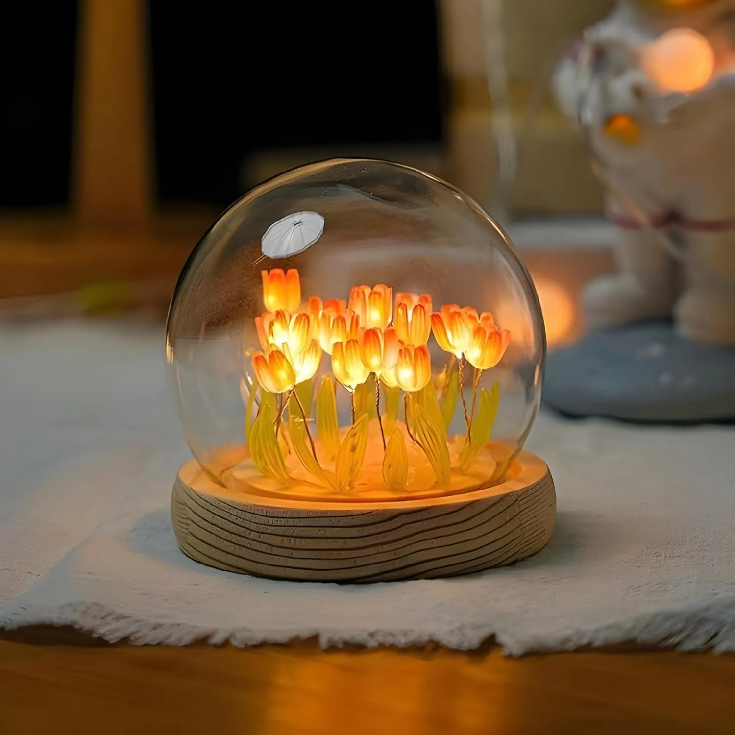 One94Store 3D Galaxy Crystal Ball Night Lamp - Engraved USB Table LED Wooden Light for Home Office Decoration and Birthday Gift (Galaxy)(Warm White)