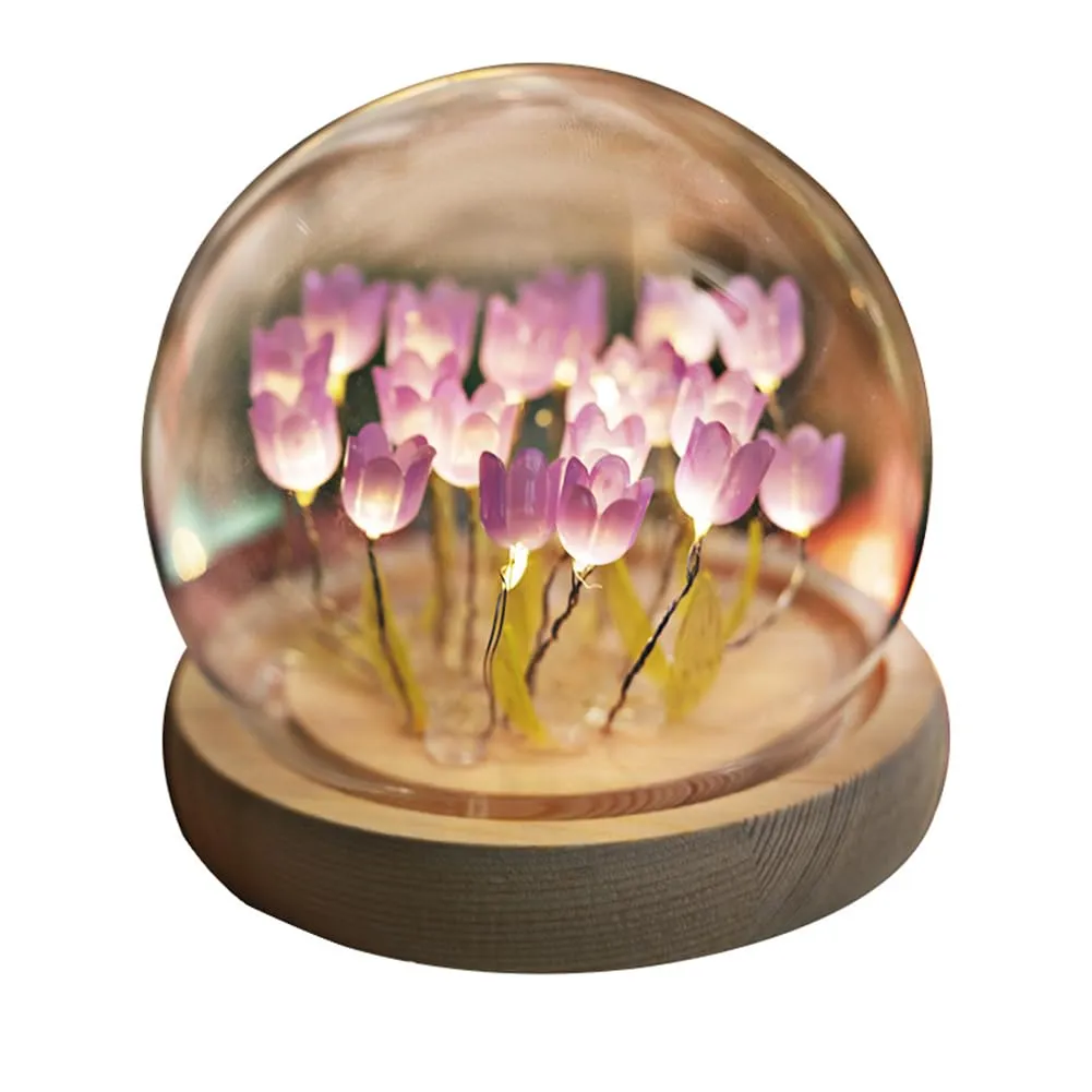 One94Store 3D Galaxy Crystal Ball Night Lamp - Engraved USB Table LED Wooden Light for Home Office Decoration and Birthday Gift (Galaxy)(Warm White)