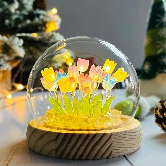 One94Store 3D Galaxy Crystal Ball Night Lamp - Engraved USB Table LED Wooden Light for Home Office Decoration and Birthday Gift (Galaxy)(Warm White)