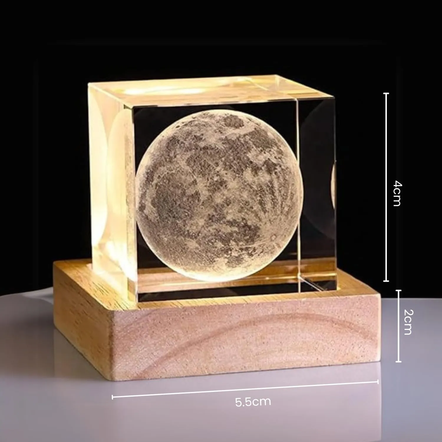 One94Store 3D Galaxy Crystal Ball Night Lamp - Engraved USB Table LED Wooden Light for Home Office Decoration and Birthday Gift (Galaxy)(Warm White)