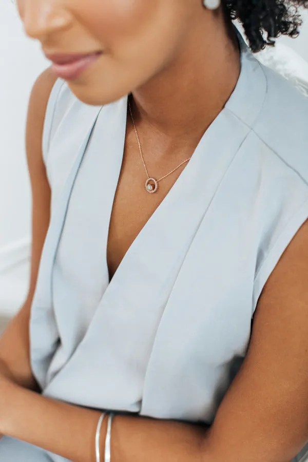 Open Diamond Halo Cremation Necklace in 14K Rose Gold