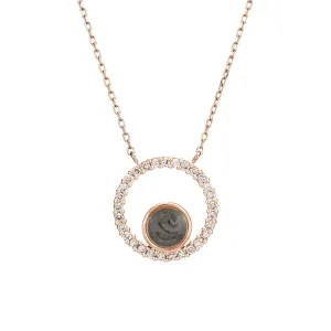 Open Diamond Halo Cremation Necklace in 14K Rose Gold