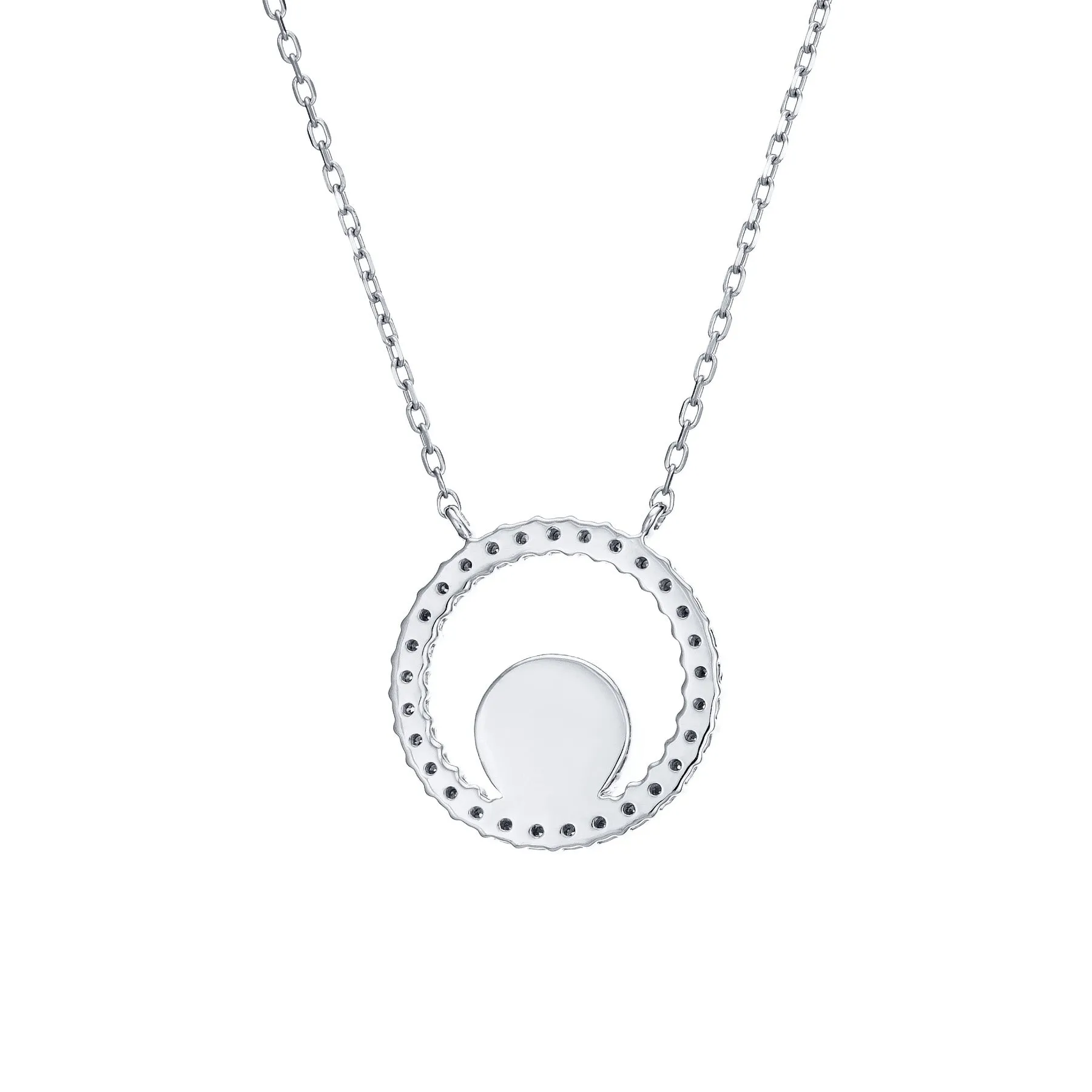 Open Diamond Halo Cremation Necklace in 14K White Gold