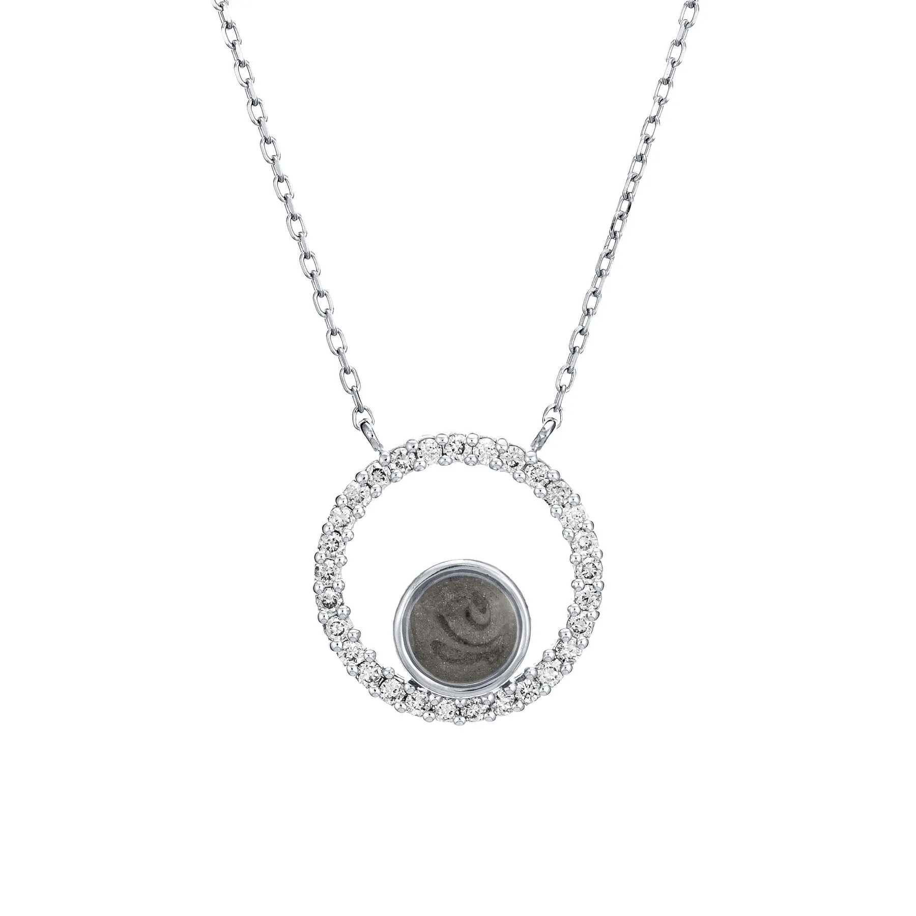 Open Diamond Halo Cremation Necklace in 14K White Gold