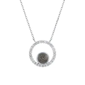 Open Diamond Halo Cremation Necklace in 14K White Gold