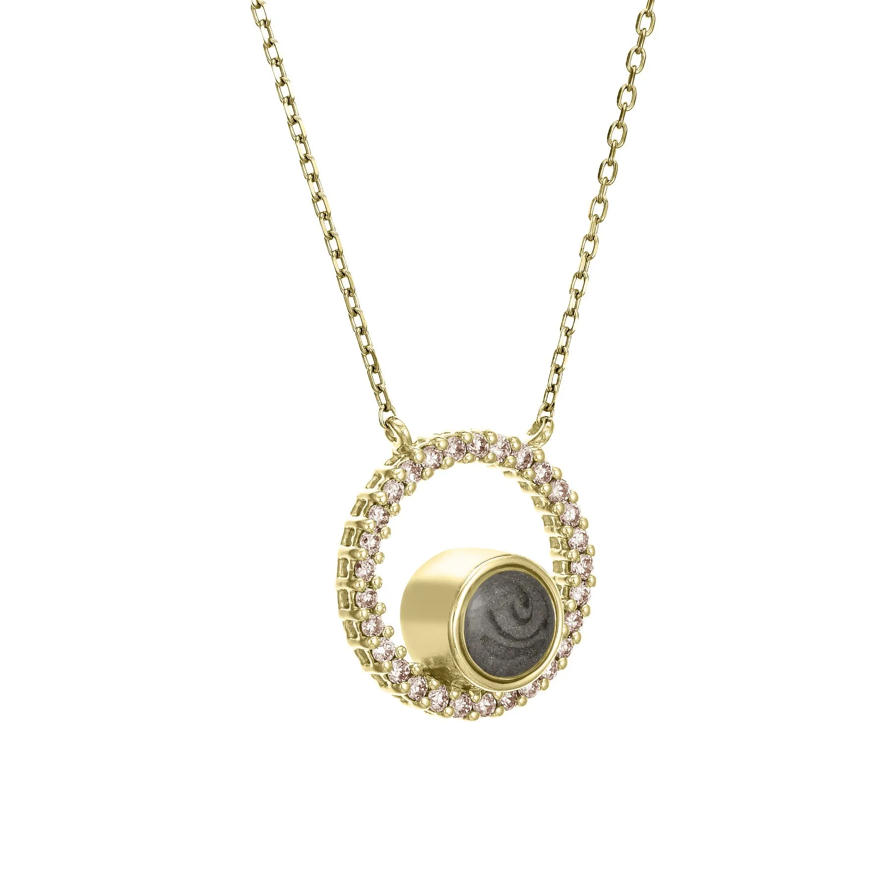 Open Diamond Halo Cremation Necklace in 14K Yellow Gold
