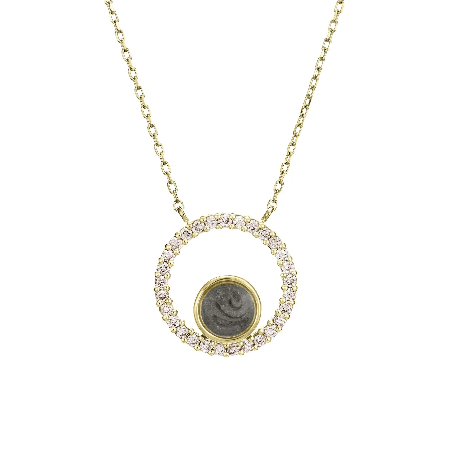 Open Diamond Halo Cremation Necklace in 14K Yellow Gold