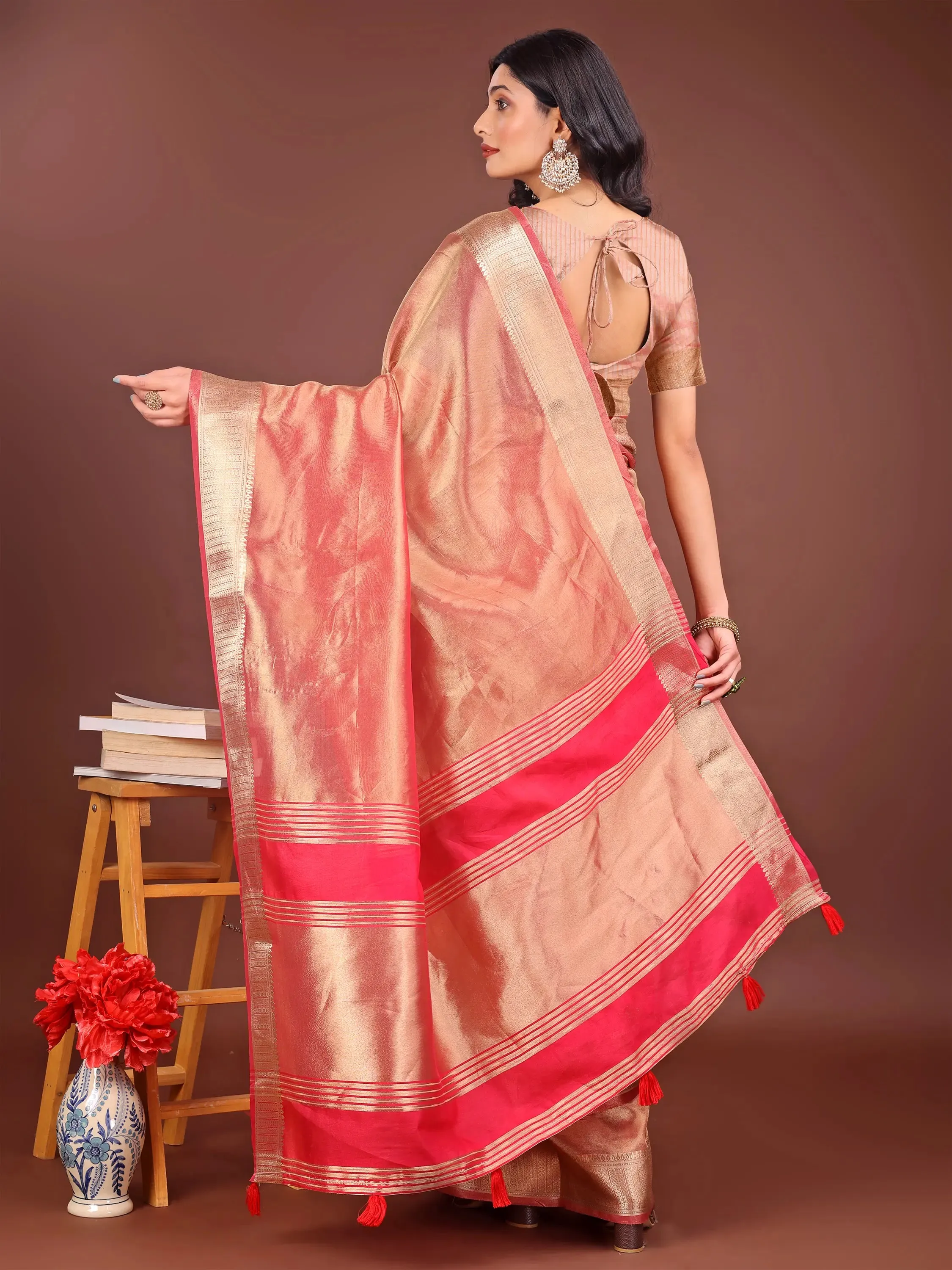 Orange Organza Saree
